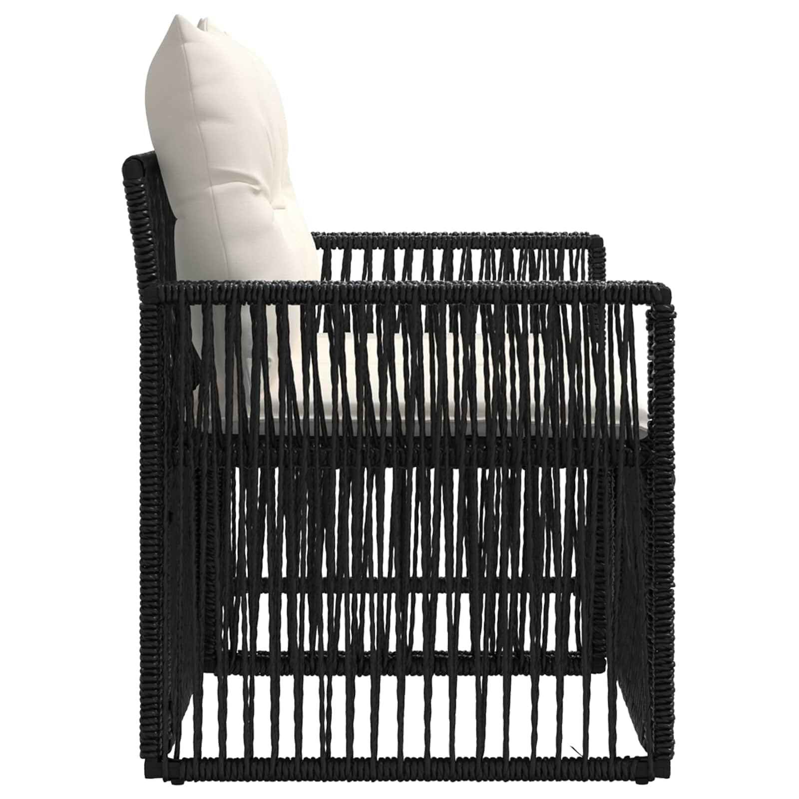 Set Divano da Giardino Modulare 2 Posti in Polyrattan Nero | Salotto modulare a 2 sedute con piedini regolabili per patio e terrazzo. Cuscini sfoderabili e lavabili inclusi.