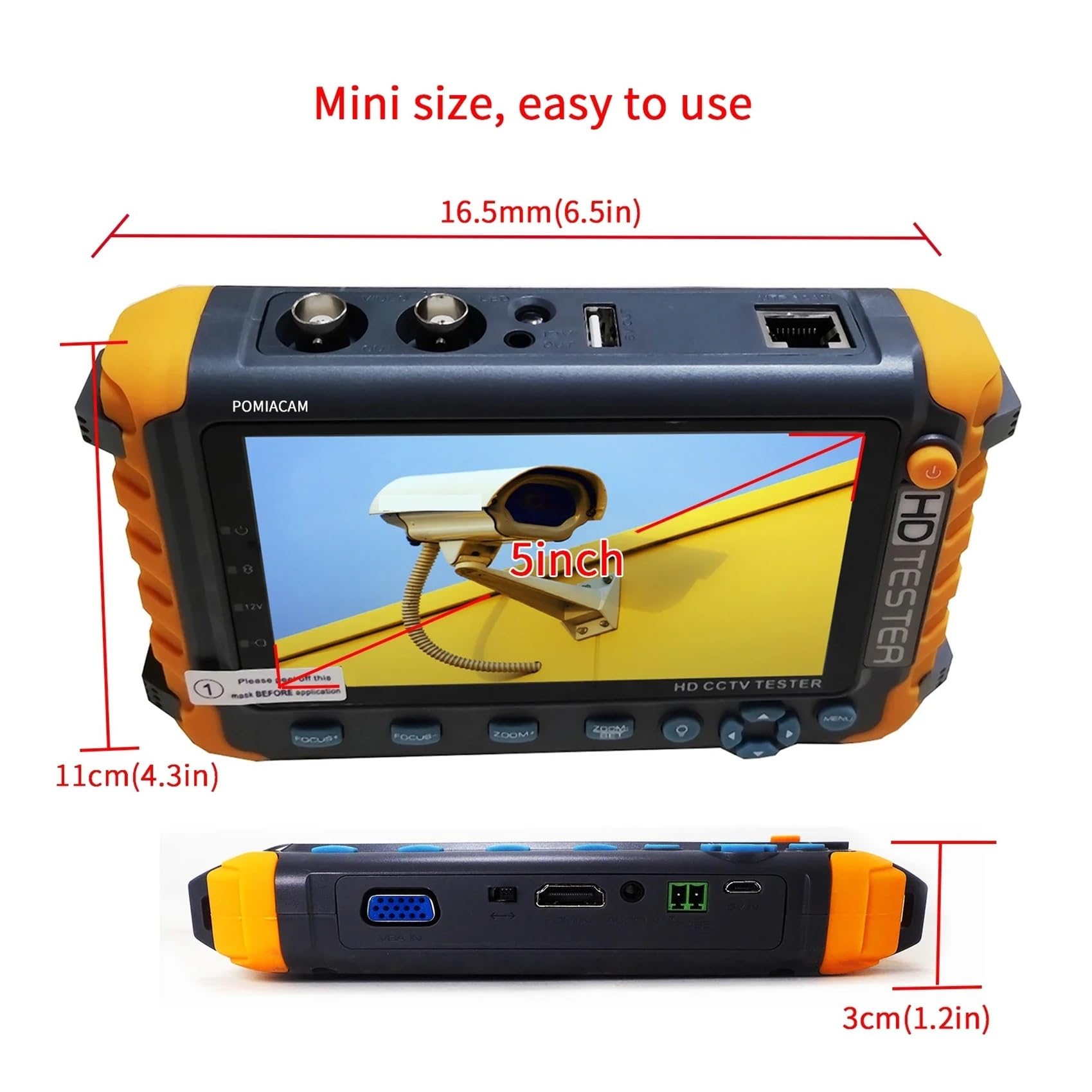 IV8W CCTV Tester Monitor for 8MP AHD TVI CVI CVBS Kamera Testen RS485 PTZ Steuerung VGA Eingang UTP Kabel Testen,Kabeltester(IV8C NO VGA)