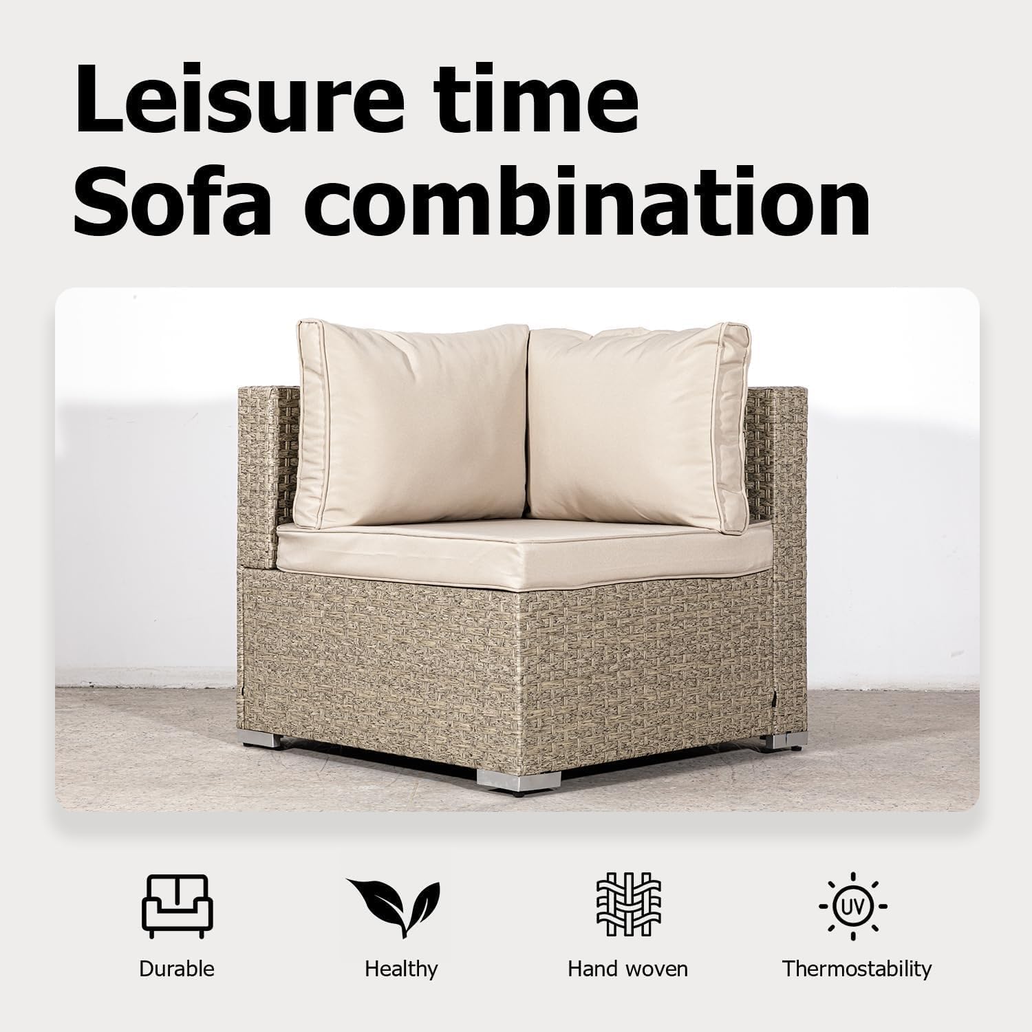 7-Piece Wicker Patio Furniture Set Outdoor Conversation Sets Sectional Sofa with Water Thick Cushions and Coffee Table for Backyard Porch Balcony