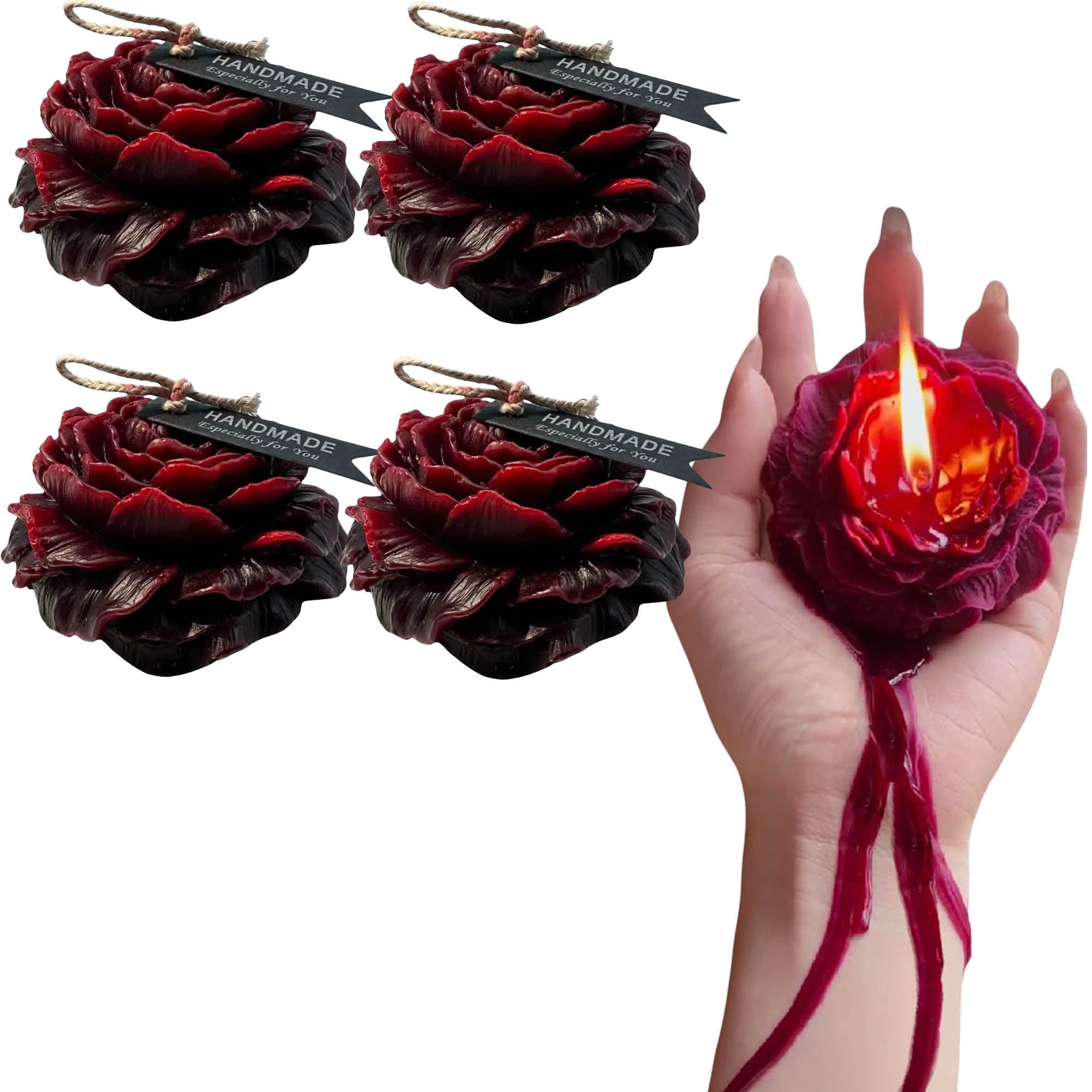 4Pcs Low Temperature Candles Wine Red Adult Low Heat Body Safe Drip Wax Play for Couples (A)