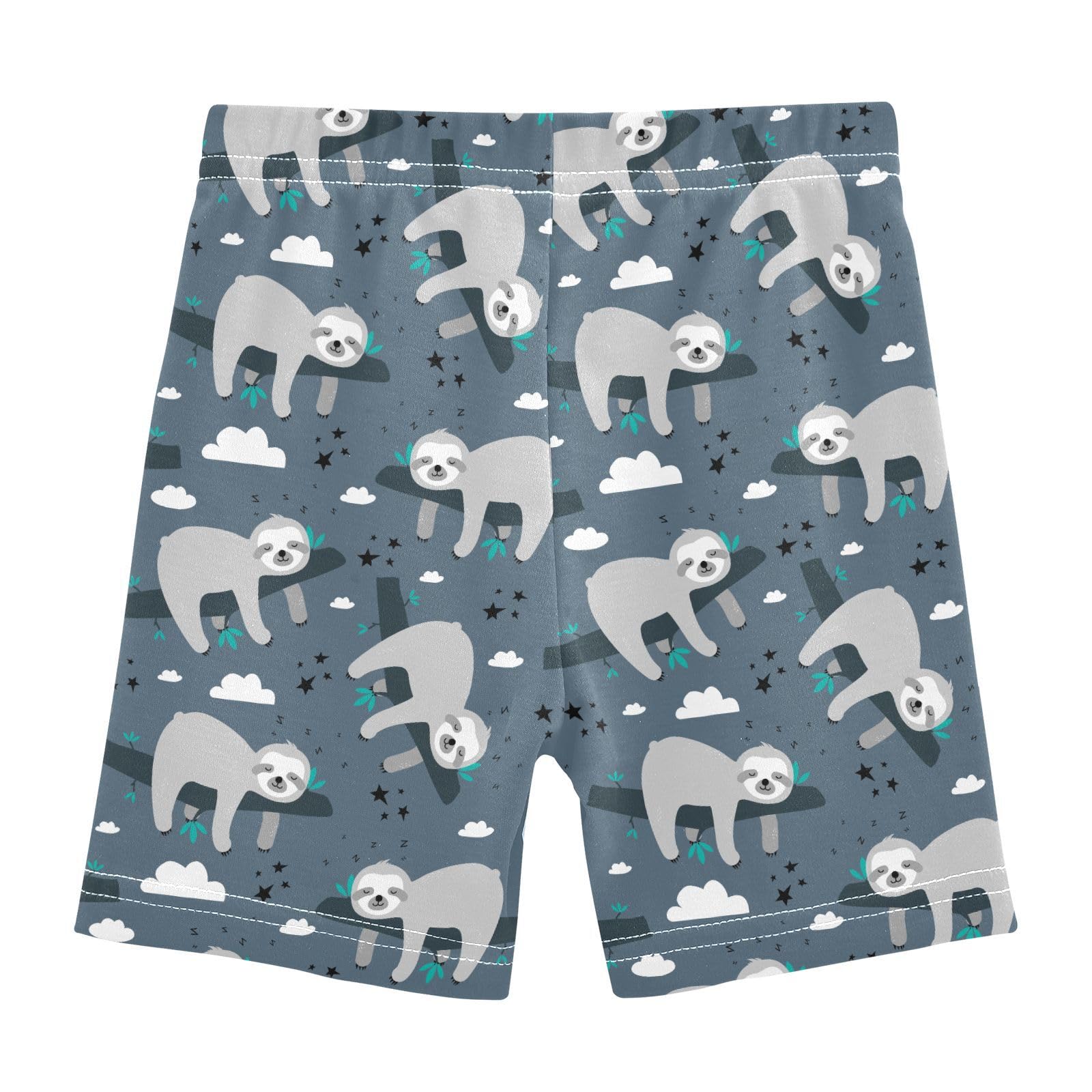 JHKKU Girls Cute Sloth Shorts Cotton Cartwheel Bike Kids Biker Under Dress Dance Short Girl Clothes 4T