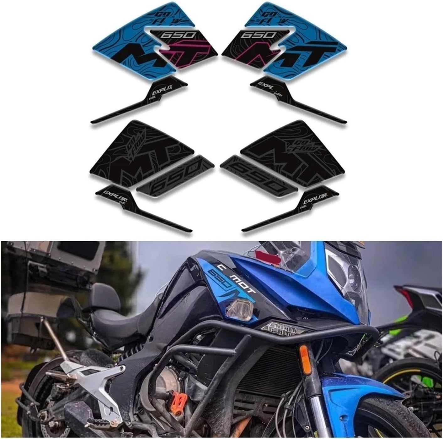 Motorcycle Tank Sticker for CF&Moto 650MT Motorcycle Accessories Touring Bike Adventure Tank Pad Side Grips Gas Fuel Oil Knee Protector Stickers Decals.