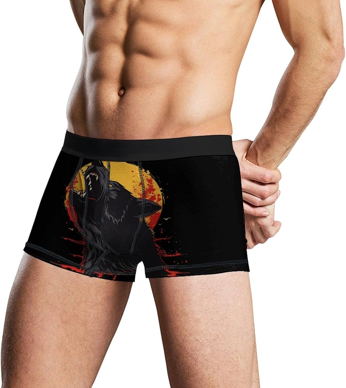 Cute Wolf Novelty Men's Trunks Soft Breathable Underwear Patterned Stretch Briefs