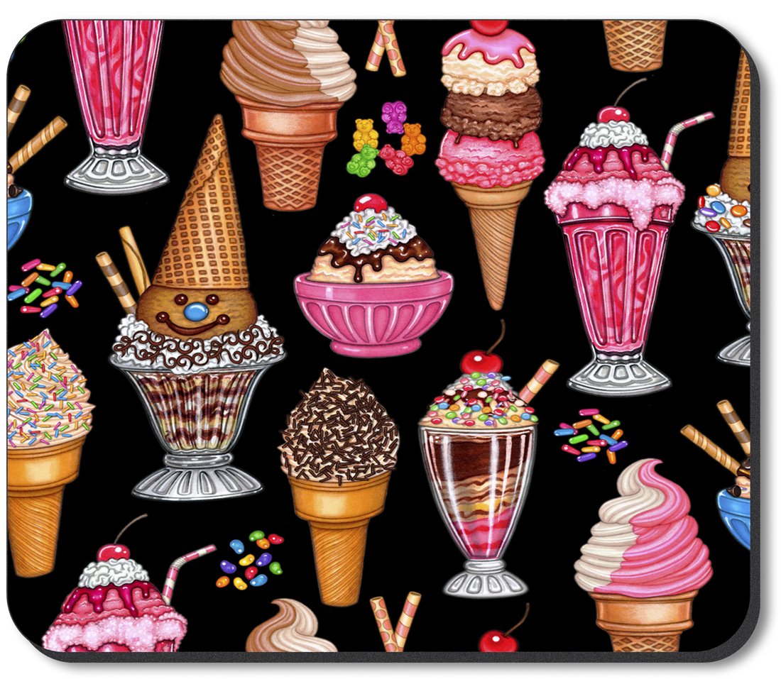 Art Plates Mouse Pad - Ice Cream Design By Dan Morris | 9.25x7.75 Inch Non-Slip Pad