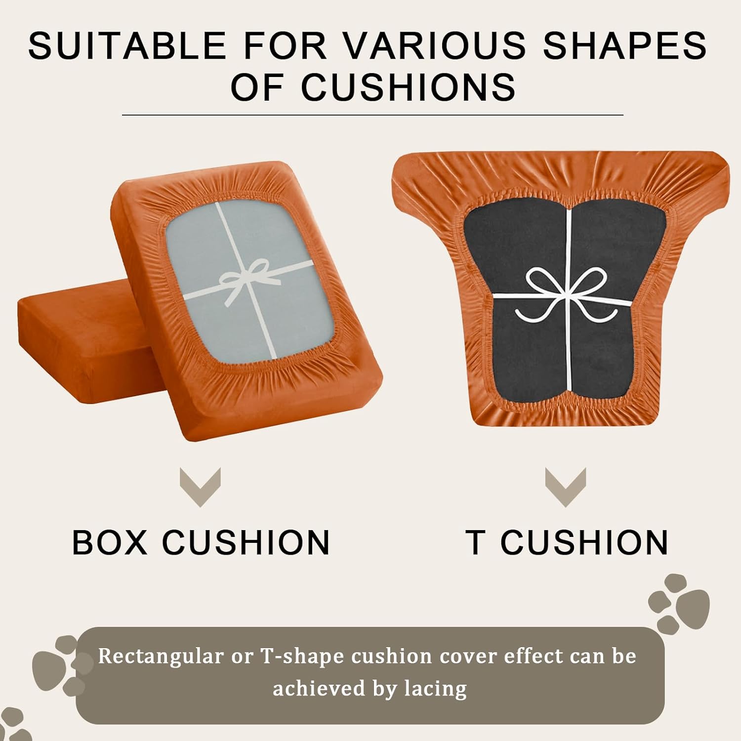 Sofa Seat Cushion Covers Set, Sofa Cushion Slipcovers Stretch Velvet, Couch Cushion Cover Replacement for Individual Cushion with Elastic Fabric (Tangerinr,Backrest)