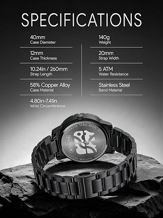 EUTOUR Magnetic Watch Floating Balls Dial 40mm Swiss Qtz 3/5ATM 20mm Strap