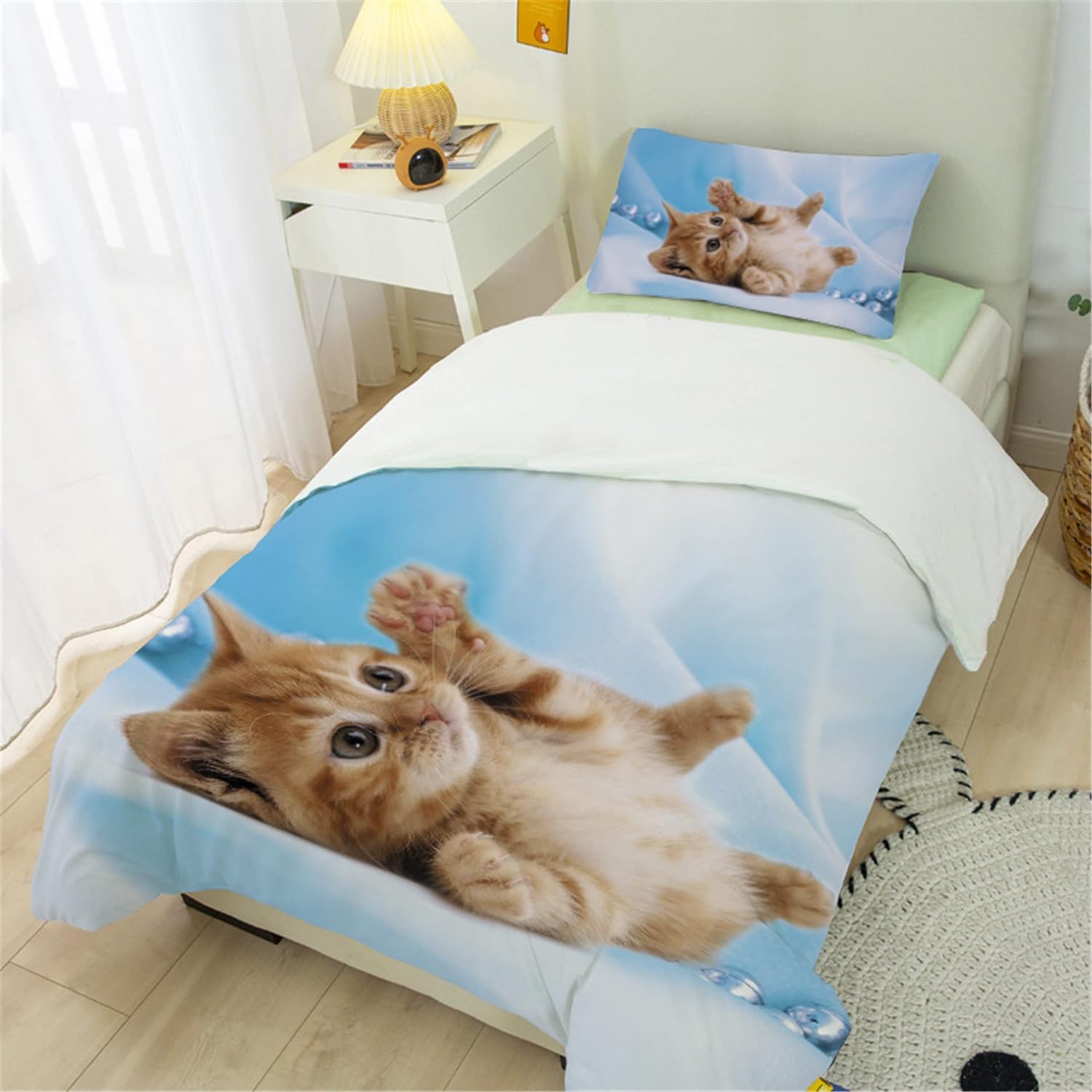 MUSOLEI Cat Bedding Set Single Duvet Cover & Pillowcase - Image 3