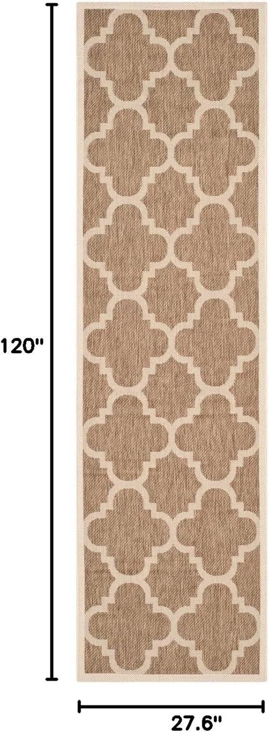 SAFAVIEH Washable Rug Outdoor Courtyard Collection - 2'3" x 10' Runner, Brown, Non-Shedding & Easy Cleaning, Ideal for Patio, Entryway, Mudroom, Hallway, Kitchen (CY6243-242)