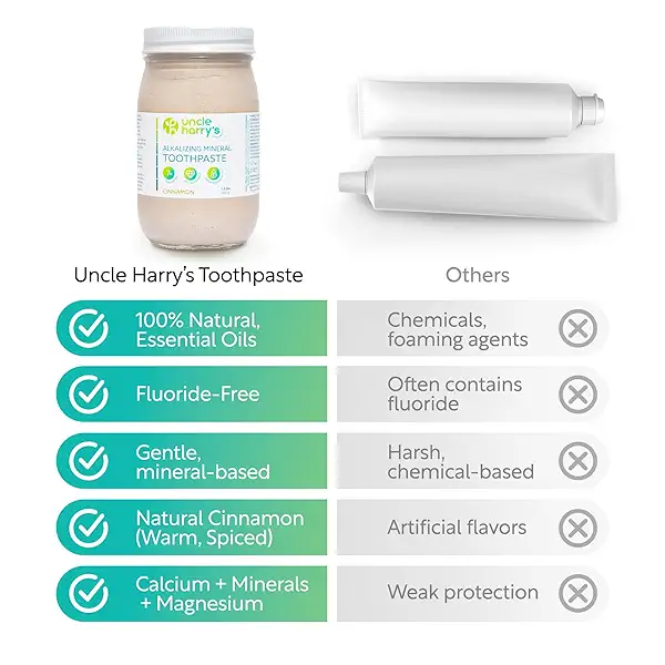 Uncle Harry's Cinnamon Remineralizing Toothpaste 1.5 lb Jar | Natural Whitening Tooth Paste Freshens Breath & Promotes Enamel | Vegan Fluoride Free Toothpaste 5