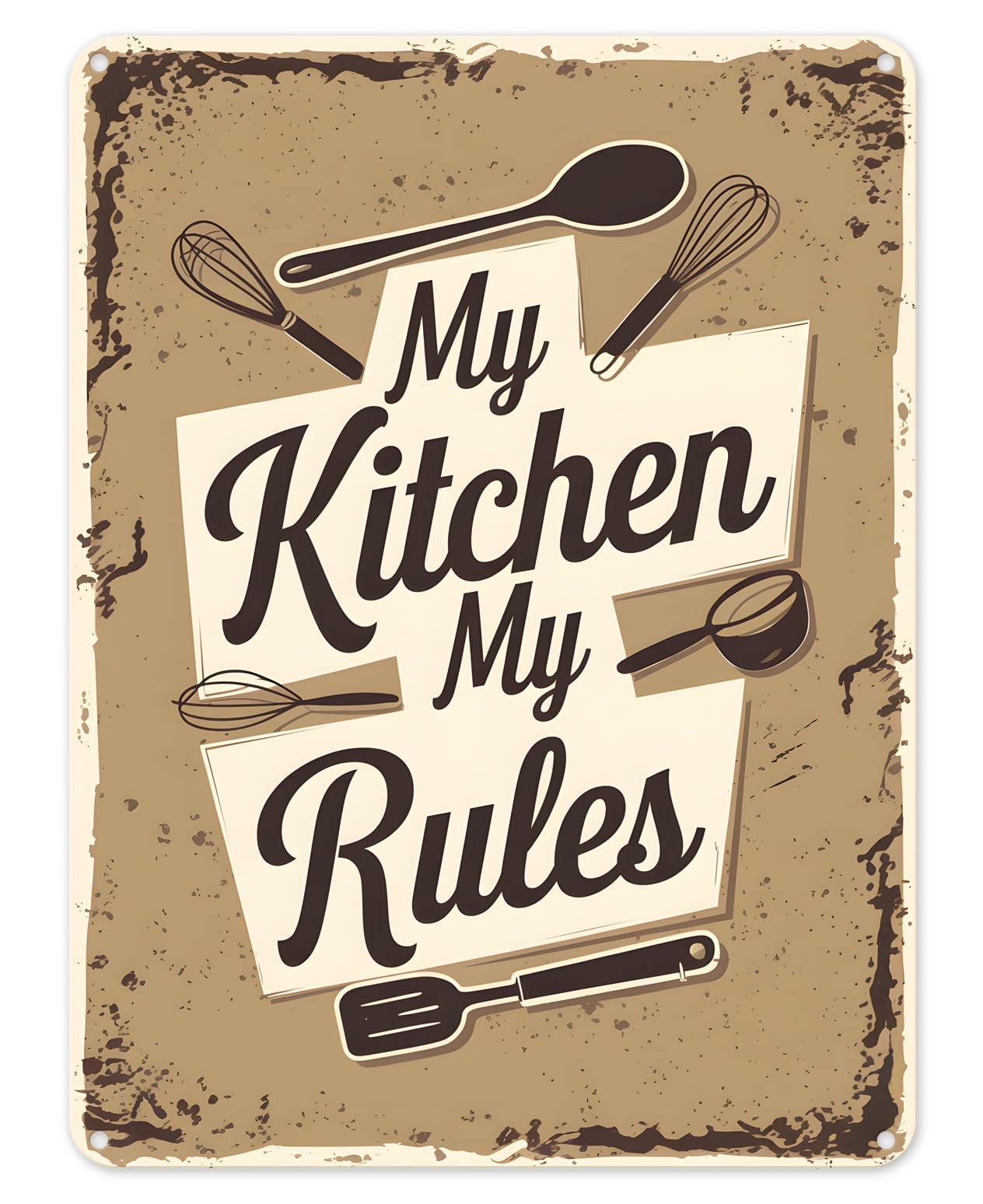 Vintage My Kitchen My Rules Metal Tin Sign 16x24 Inch
