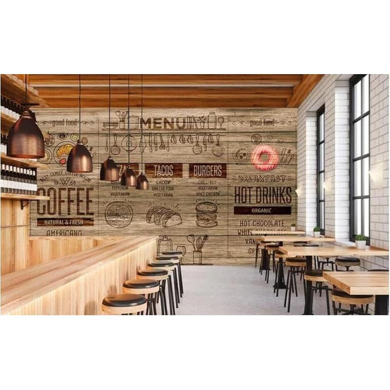 オイルペイント ピールアンドスティック壁紙 ヴィンテージ木目アルファベットカフェ 壁紙ホーム装飾的な取り外し可能な防水 Multiplacontabil Com Br