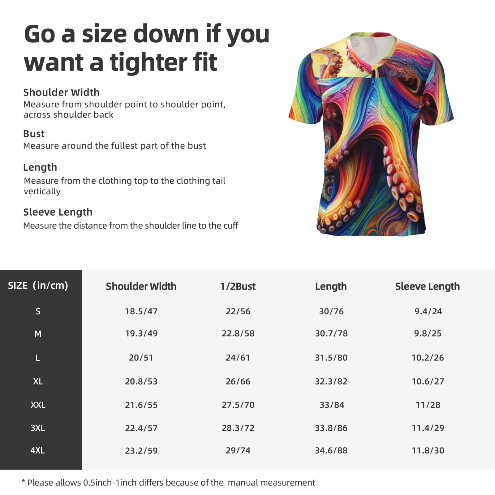 Stylish Athletic Sports Jersey Inkfish-Colorful-Tentacles Men's Rugby Jersey Small