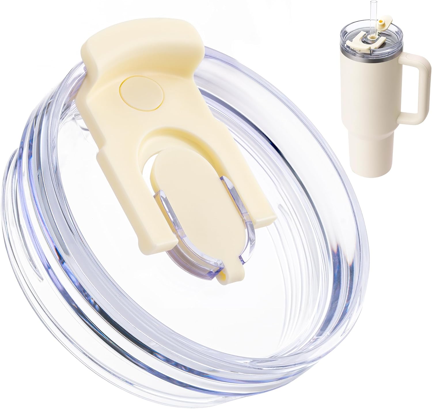 40 OZ Tumbler Lid Replacement for Stanley Cup, Spill Proof Replacement Lid for Stanley 40 OZ Quencher 2.0 & ProTour Tumbler (Cream)