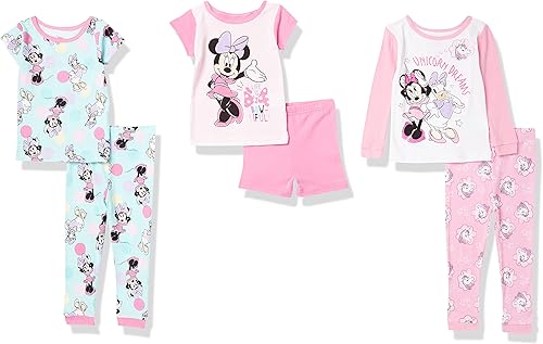 Disney unisex-child 6-piece Snug-fit Cotton Pajama Set, Soft & Cute for Kids