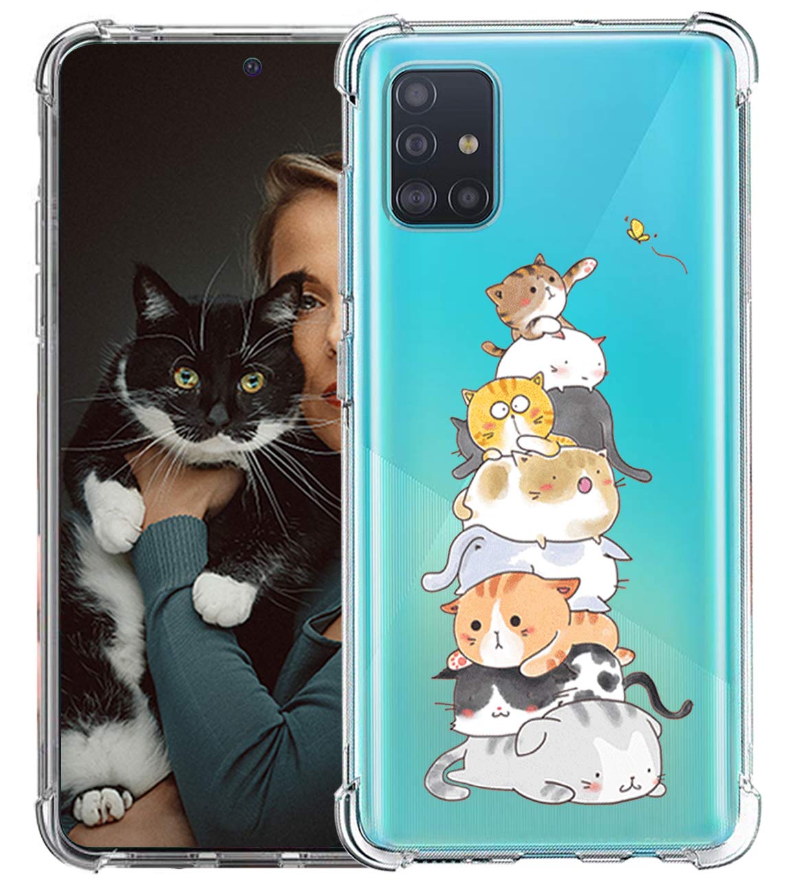 Galaxy A71 5G Case Clear Silicone Case with Design Flower Samsung A71 5G Floral Pattern Phone Cases Soft Transparent Full Body Protective Cover for Samsung Galaxy A71 5G Case for Women Girls