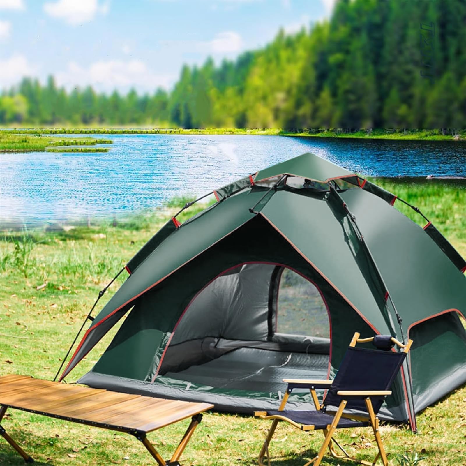 Campingzelt, automatisches Instant Pop up Zelt für 2-3 Personen, doppelschichtiges Wind und wasserdichtes Zelt, Übernachtungszelt geeignet für Wanderungen und Familienreise