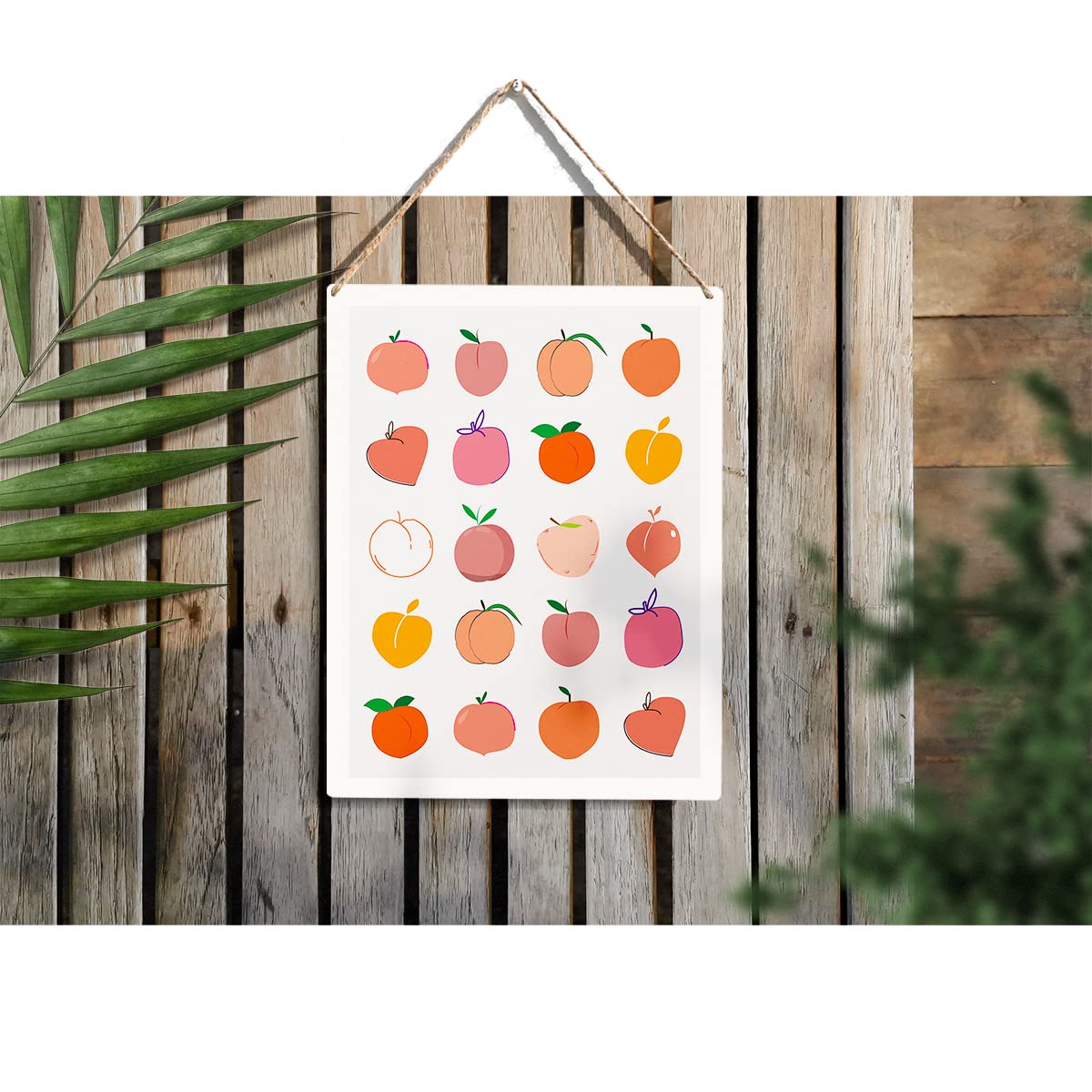 Colorful Fruit Peaches Wood Sign Peach Wooden Signs Rustic Hanging Plaque Home Wall Art 