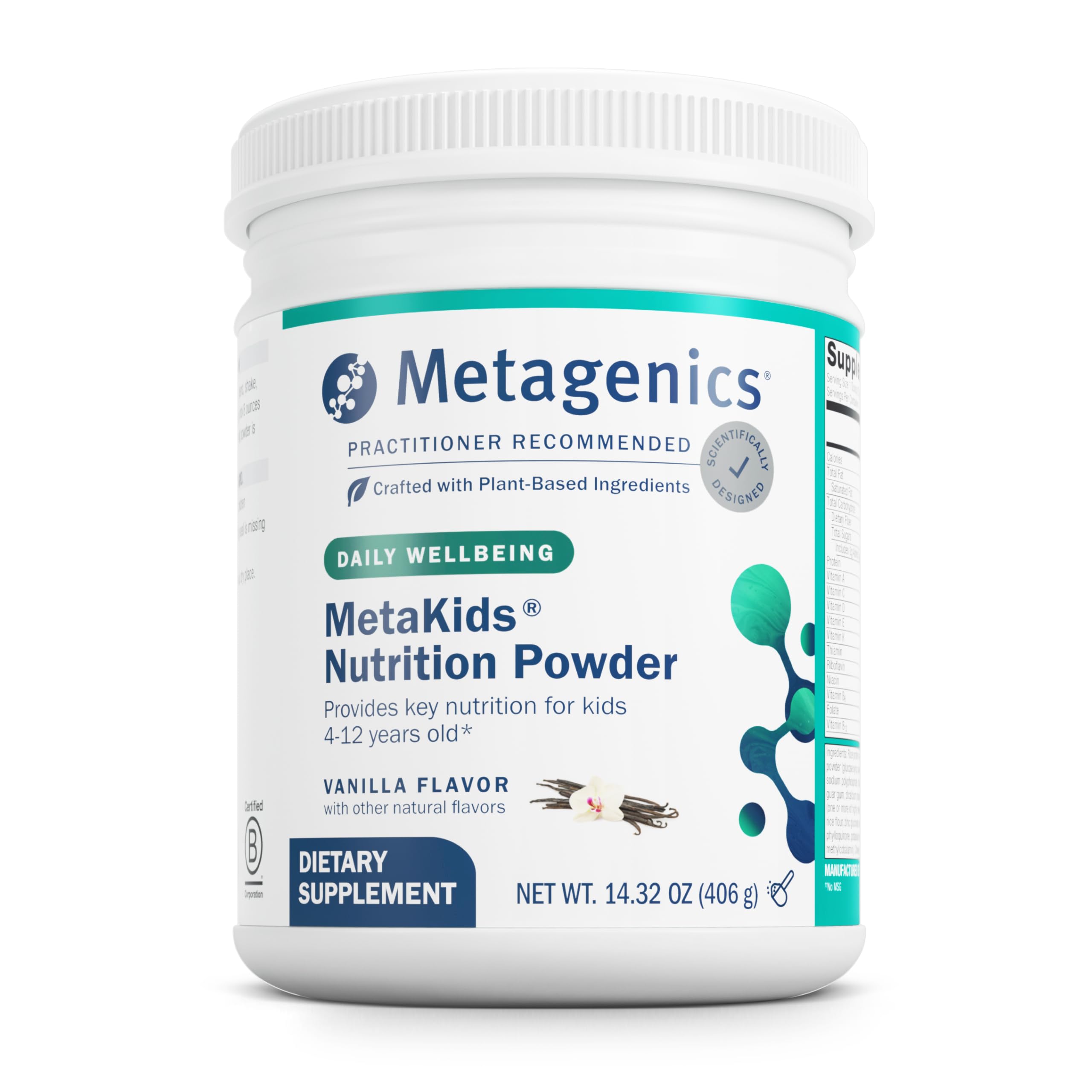 Metagenics MetaKids Nutrition Powder - Kids Multivitamin Powder with Prebiotics, DHA, Protein & Amino Acids* - Complete Protein - Non‑GMO, Gluten‑Free