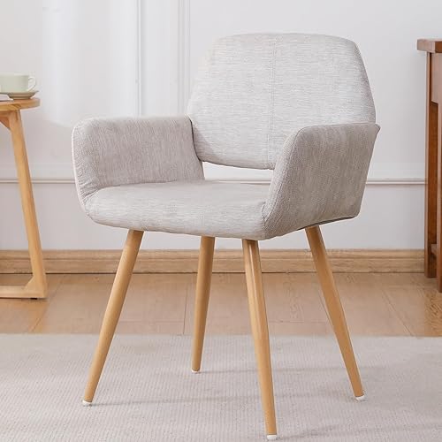 Dolonm Silla moderna para sala de estar, comedor, silla auxiliar tapizada de tela de mediados de siglo con patas de metal dorado, sillón para club