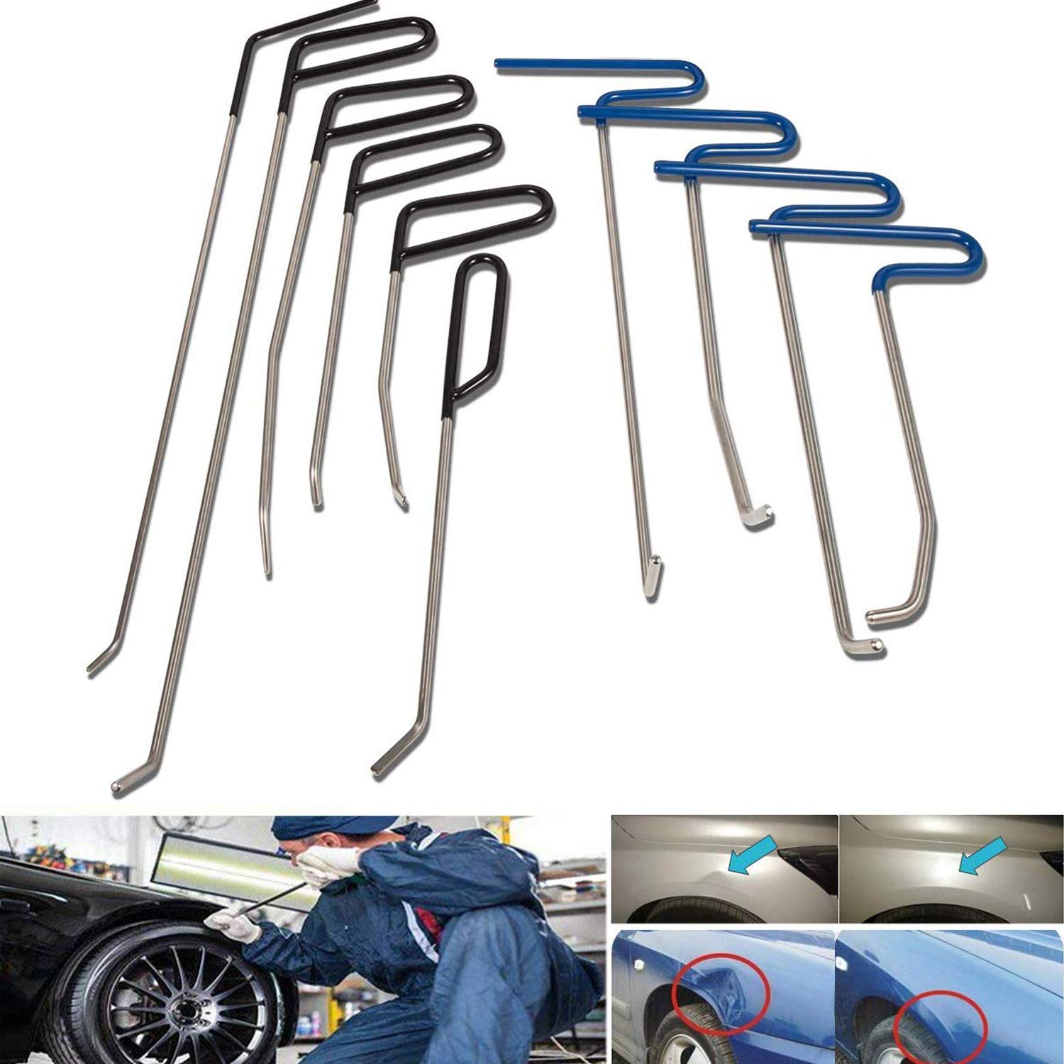 Photo 1 of *SEEMS NEW* Dent Removal Rods Set Paintless Dent Repair Tools, Remover Puller Hail Damage Repair Kit - 10PCs