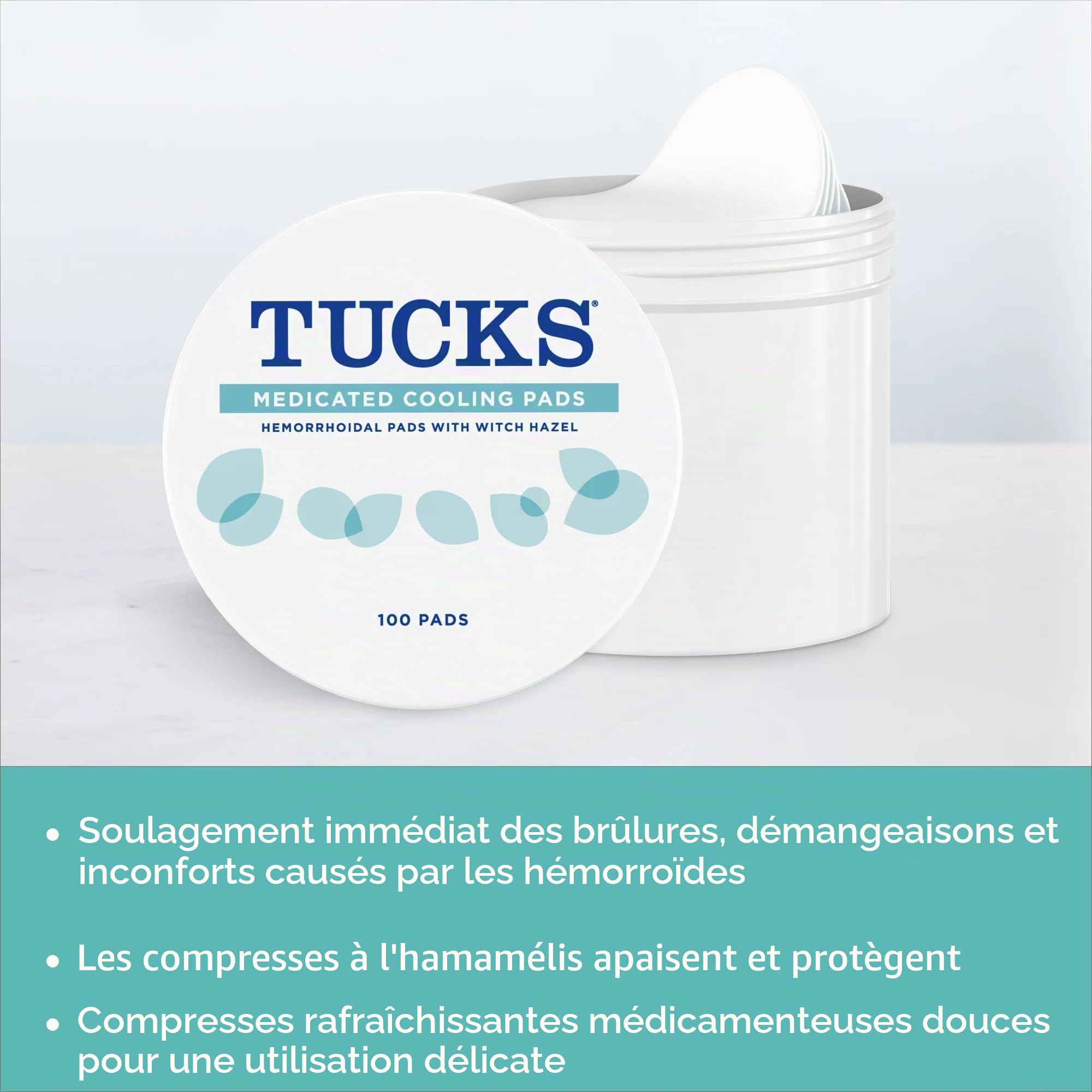 Tampons de refroidissement médicamentés, 100 tampons - plis