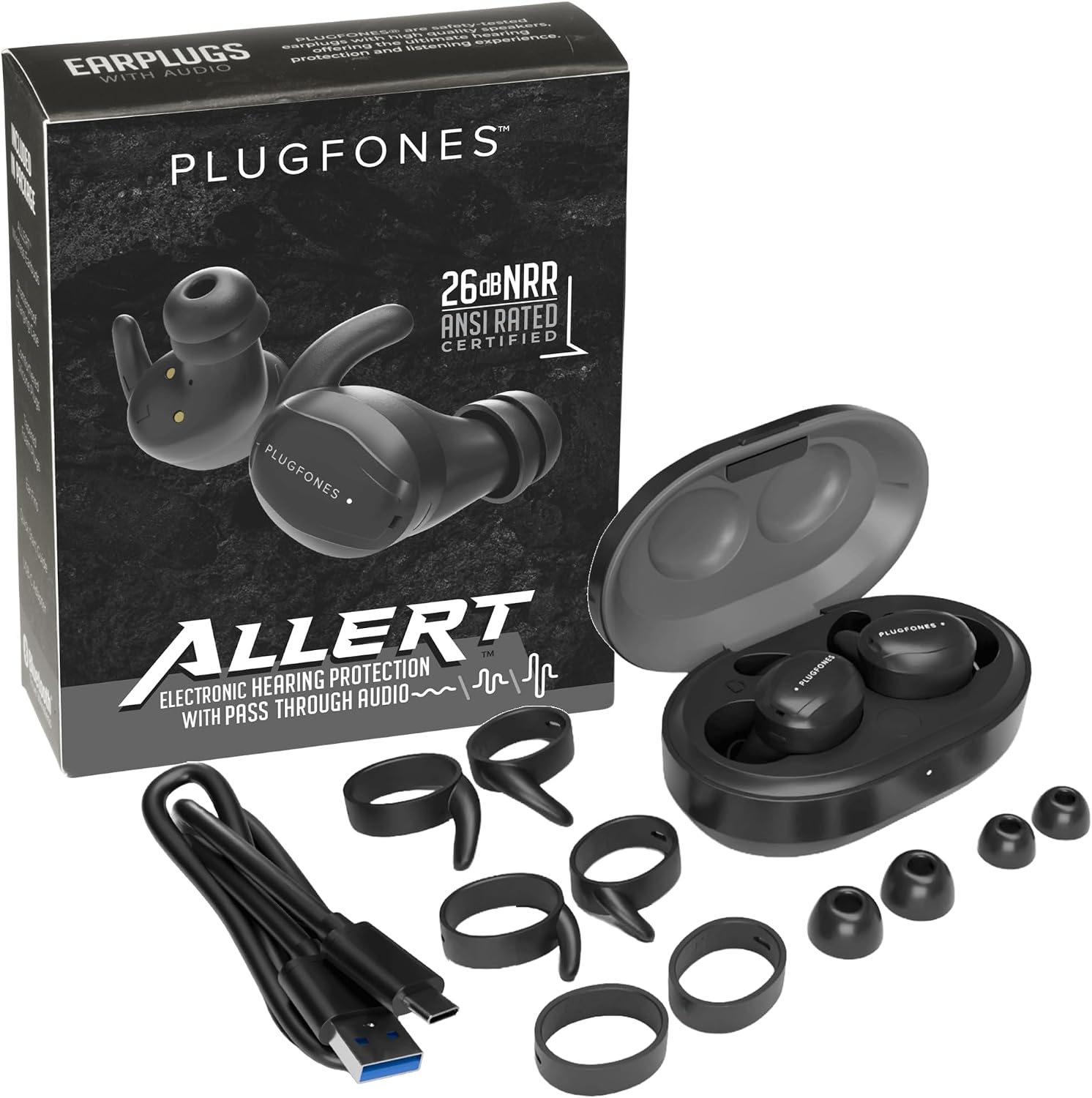 Plugfones Allert Bluetooth Hearing Protection Earplug Headphones for Work
