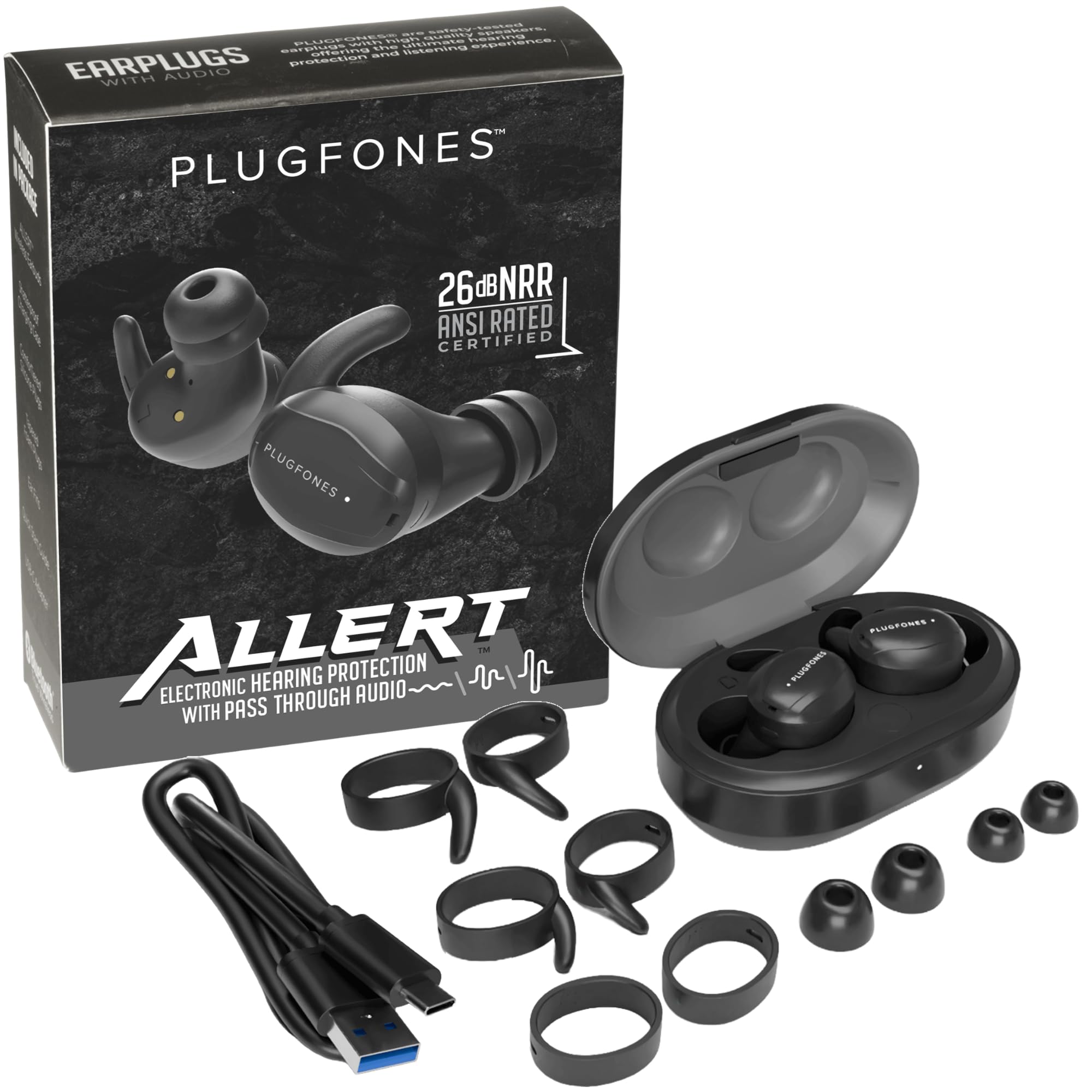 Plugfones Allert Bluetooth Hearing Protection Earplug Headphones for Work