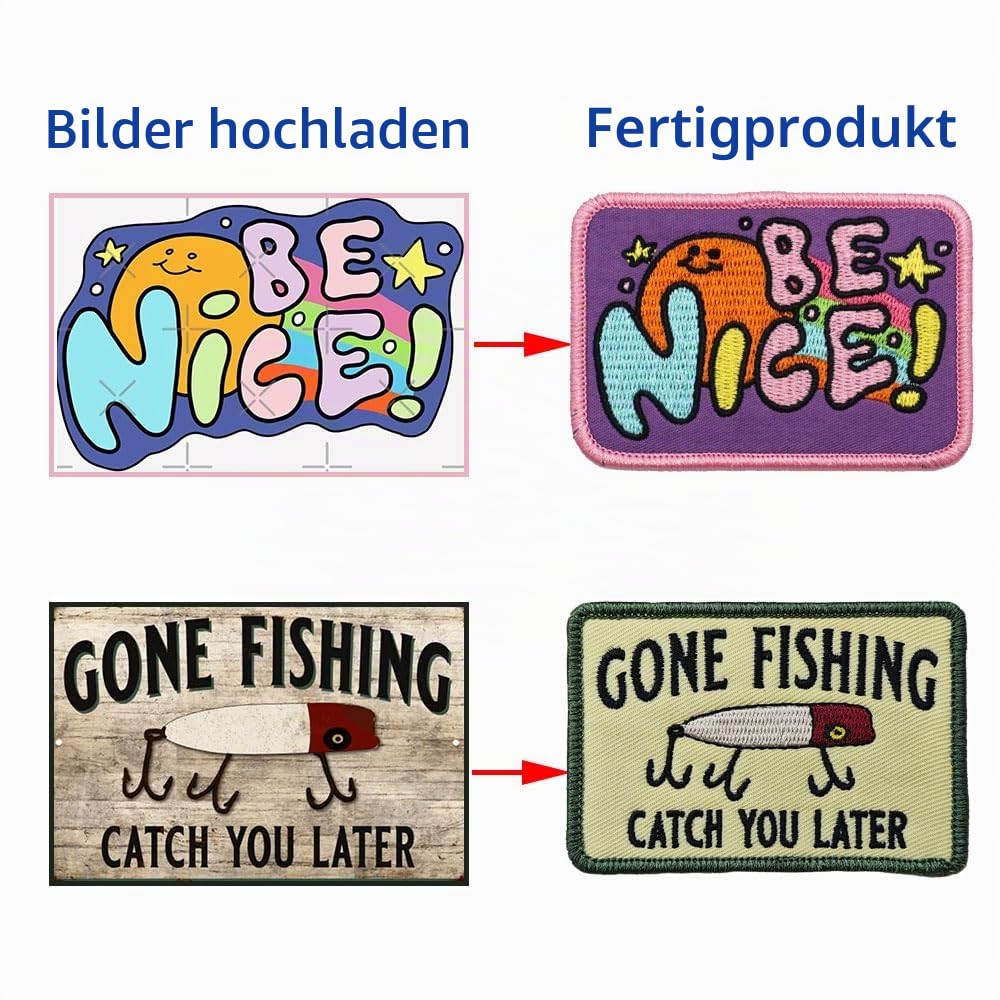 50PCS benutzerdefinierte Stickerei Morale Patches, personalisiertes Logo, Text oder Design Patches für Hüte, Taschen, Jacken und Uniformen mit Klettverschluss, Annähen, Aufbügeln (8cm)