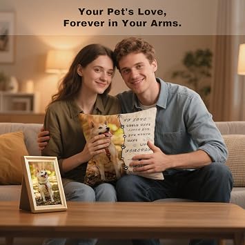 Personalised Pet Memorial Throw Pillow with Photo, Custom Pet Memorial Gifts for Dogs Cats, Loss of Dog Sympathy Gift Dog Bereavement Remembrance Picture Pillow