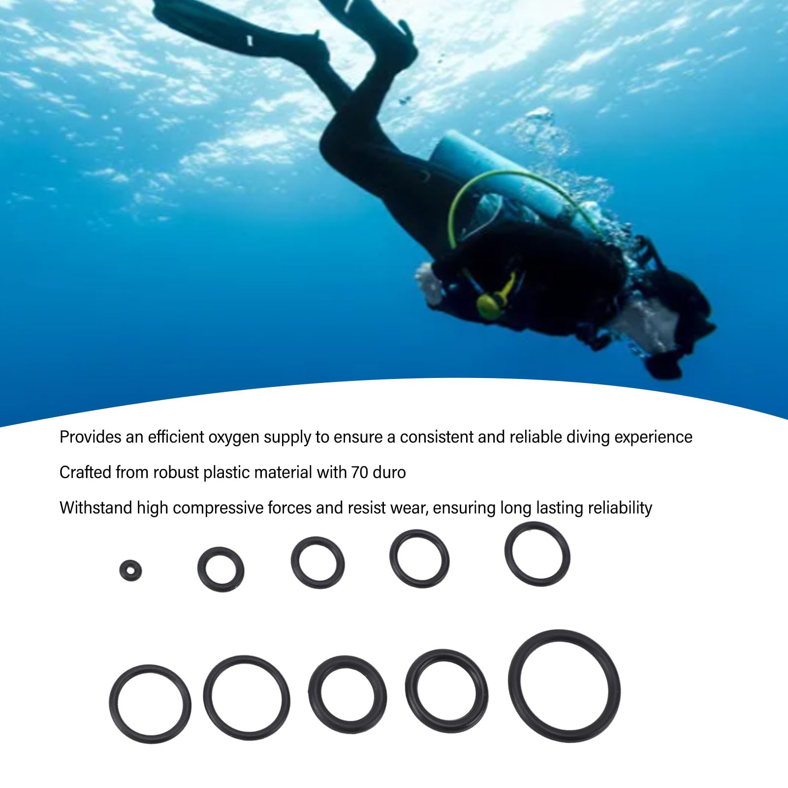 50 PCS Scuba Nitrox O Kit de Bague Plastique 70 Duro Plongée O Kit d'anneau pour plongée sous-Marine