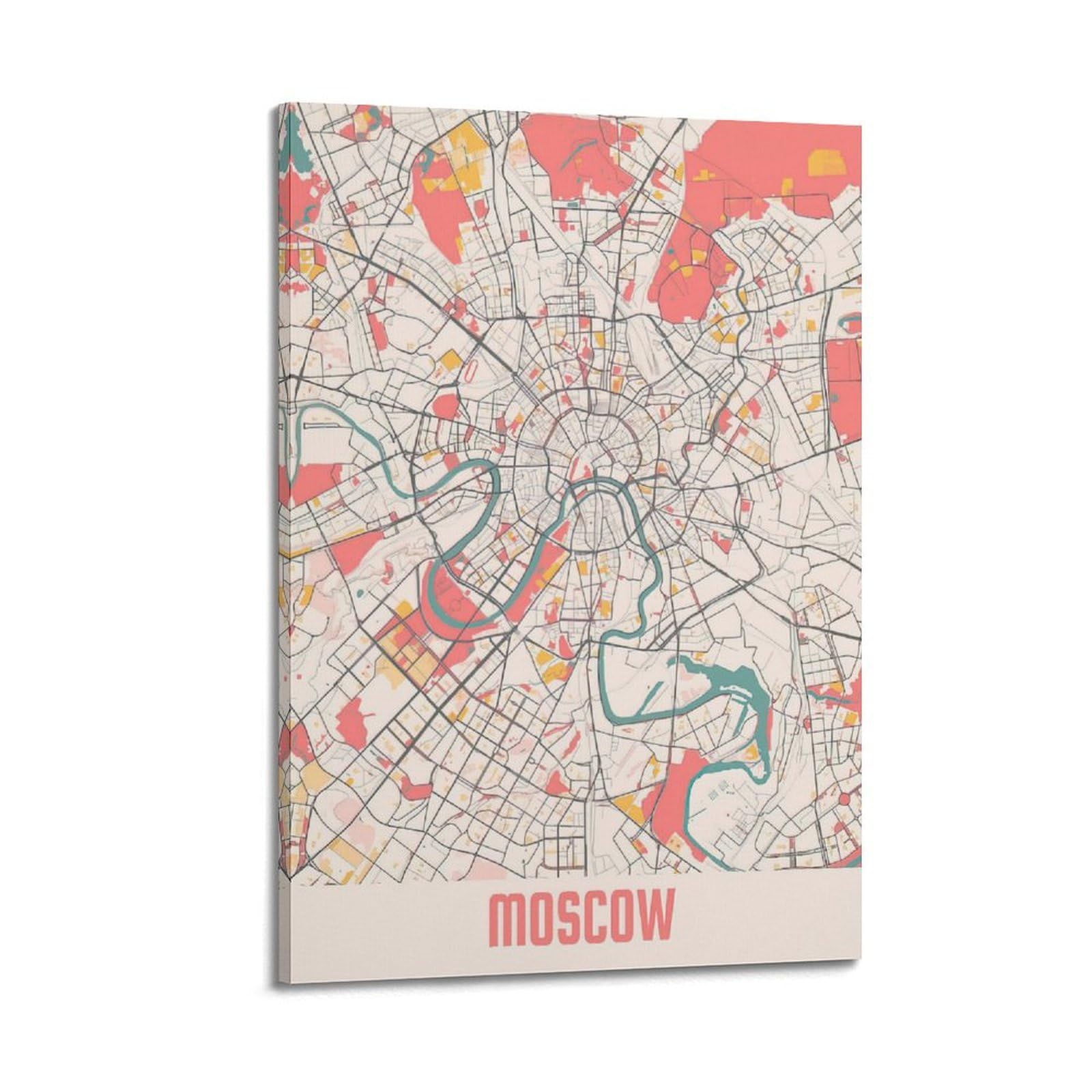 OKAHYS Russia Moscow Vintage Map Poster Decorative Painting Canvas Wall Artworks Picture 20x30inch(50x75cm)