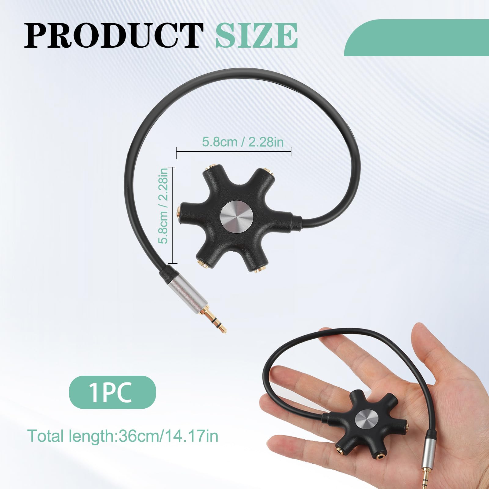 Splitter jack 3,5 mm 5 porte per auricolari multipli, separatore cuffie audio compatto compatibile iPhone iPad MP3 tablet