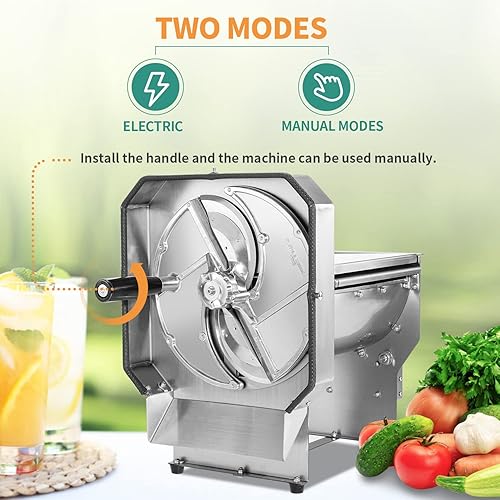 Miniatura 4 de Newhai Rebanadora de patatas eléctrica mejorada, máquina comercial de rebanada de batata de cebolla, trituradora de repollo, cortador de frutas y