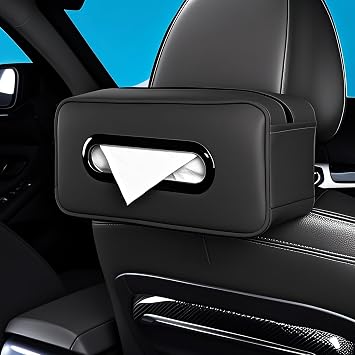 HOLDCY Car Tissue Holder - Universal Soft PU Faux Leather Box with Quick-Release Clip for SUV/Truck, Extra Large Design Tissue Box Storage Fits Seat/Backrest/Center Console/Visor Black