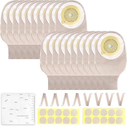 20 bolsas de colostomía, suministros de ostomía de una pieza, bolsas drenables para cuidado del estoma de ileostomía, corte de 0.78 a 2.77 pulgadas
