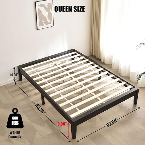 Miniatura 3 de Better Home Products Stella - Marco de cama de madera de pino maciza, tamaño Queen, color negro