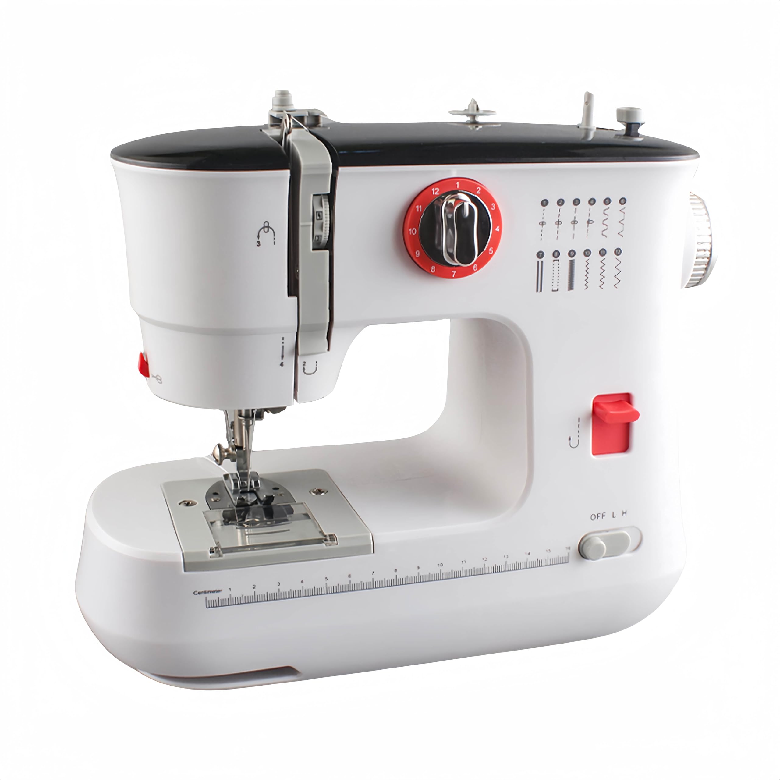 LetCartMaker 519 Dual Thread Sewing Machine with Foot Pedal, 12 Stitch Portable Sewing Machine for beginners, 30.5x13x25.5cm, White