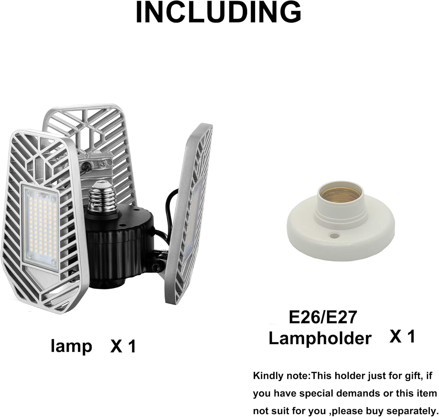 LZHOME LED Garage Lights, Deformable Ceiling Light 9000 Lumens, 82W CRI 80 Shop Light, Adjustable Garage Lights, Led Lighting (No Motion Activated) (1-Pack)