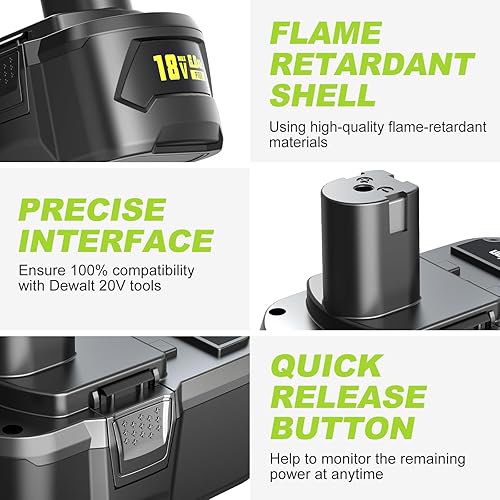 Miniatura 2 de Paquete de 4 baterías de repuesto de 6.0Ah para herramienta eléctrica inalámbrica Ryobi ONE+ de 18 V P108 compatible con P102 P103 P104 P105 P106