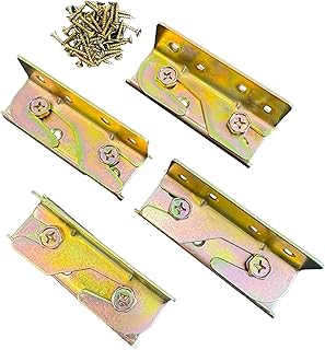 Bed Rail Brackets, Bed Frame Bracket Connectors for Wooden Beds Heavy Duty Non-Mortise Bracket Fasteners Bed Rail Fittings Set of 4 Screws Included