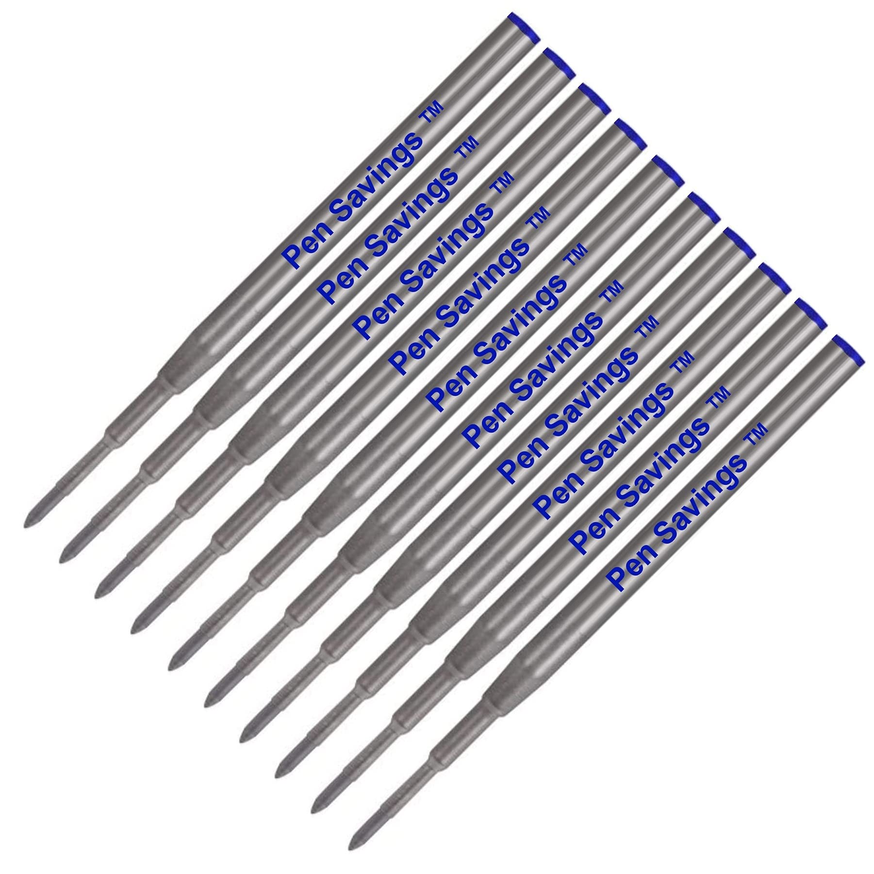 Paquete de 10 recambios de bolígrafo compatibles con bolígrafos Montblanc Twist, punta media (paquete a granel) (azul)