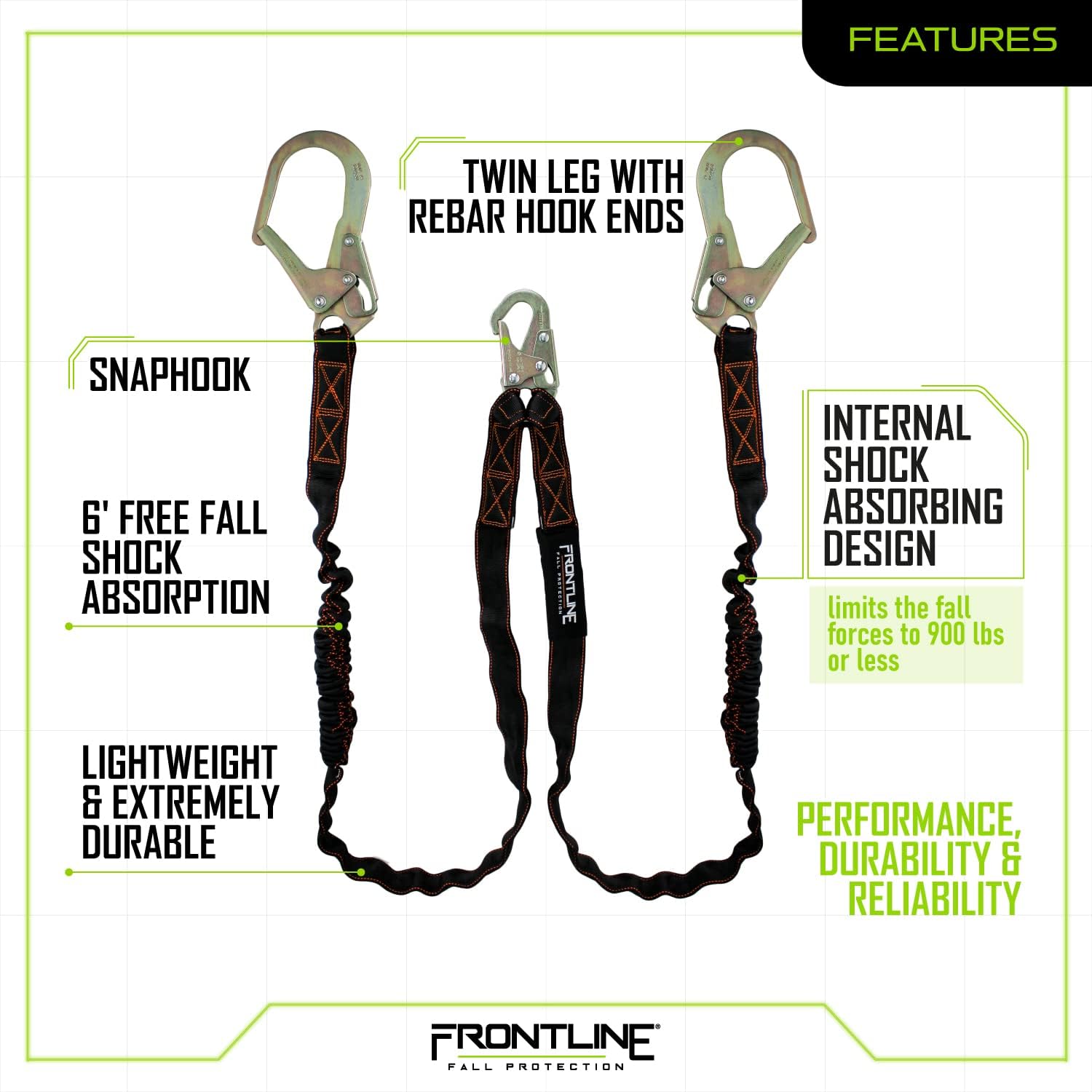 Gеt Sресіаl Prісе Frontline LIS62R Double Shock Absorbing 6' Lanyard | Twin Leg Lanyard 1 Snap Hook and 2 Rebar Hook Ends | ANSI & OSHA Compliant Fall Protection | 6000 lbs. Min. Breaking Strength Nеw Dеаl Frontline LIS62R Double Shock Absorbing 6' Lanyard | Twin Leg Lanyard 1 Snap Hook and 2 Rebar Hook Ends | ANSI & OSHA Compliant Fall Protection | 6000 lbs. Min. Breaking Strength