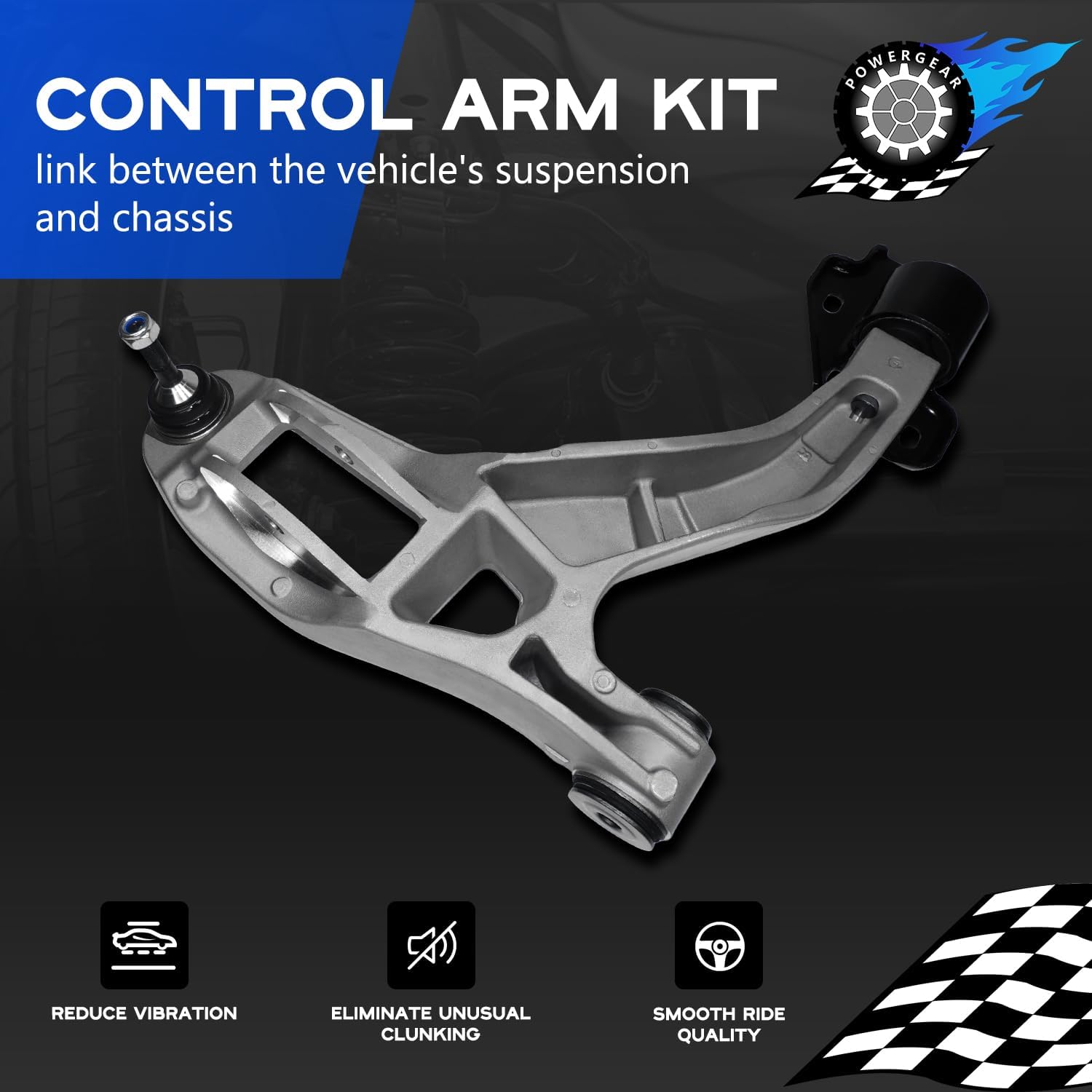 POWERGEAR Suspension Steering Kit Front Upper Lower L&R Control Arm w/Ball Joints Inner Tie Rods Sway Bar Links Boot Compatible with 2003-2011 Ford Crown Victoria Mercury Grand Marquis K80395 12PCS