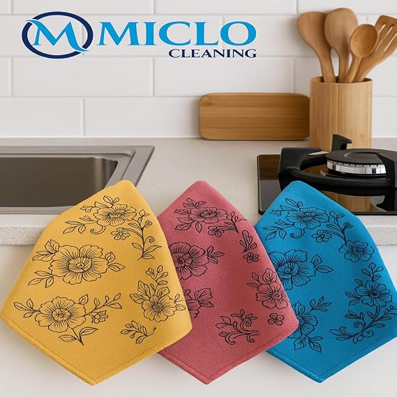 MICLO CLEANING | Premium Quality Patterned Velvet Kitchen Diaper | Stain-Proof-Smell x3 Pieces 30x40cm