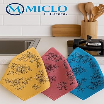 MICLO CLEANING | Premium Quality Patterned Velvet Kitchen Diaper | Stain-Proof-Smell x3 Pieces 30x40cm