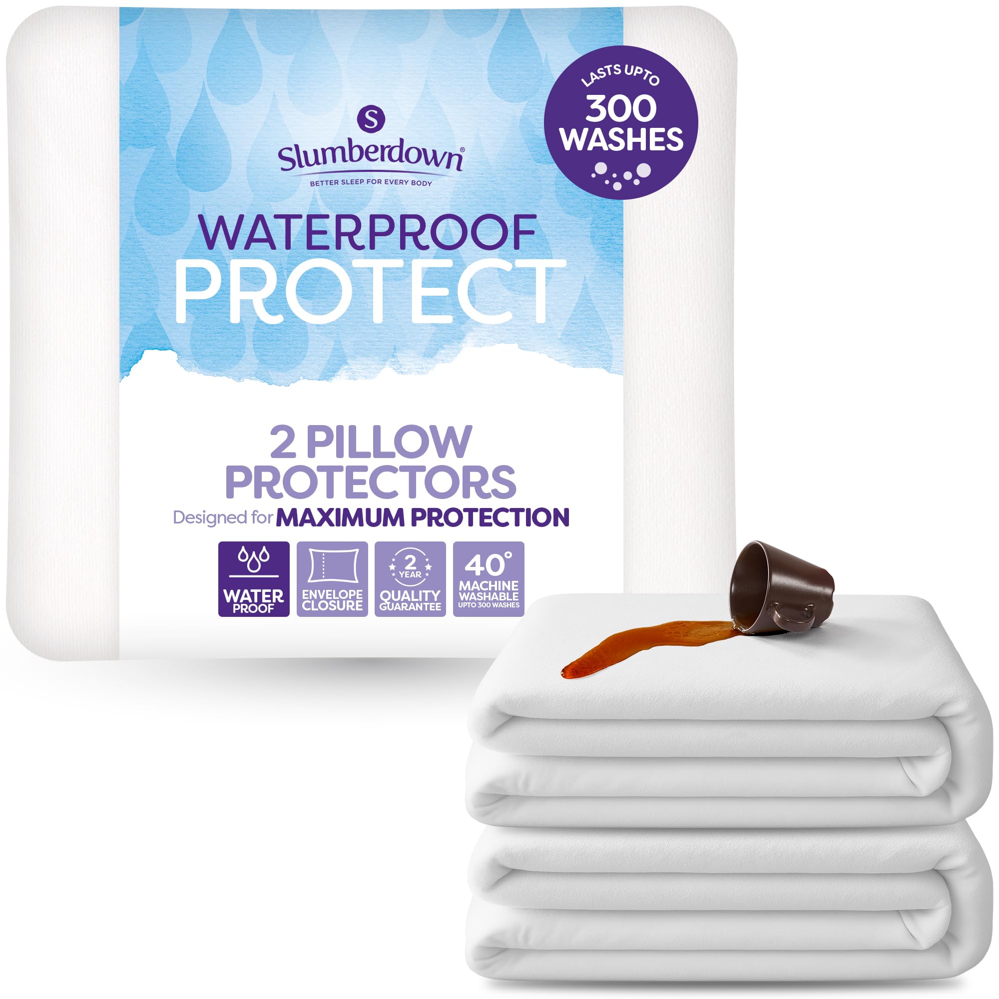 Slumberdown White Pillow Protectors - 2 Pack Pair