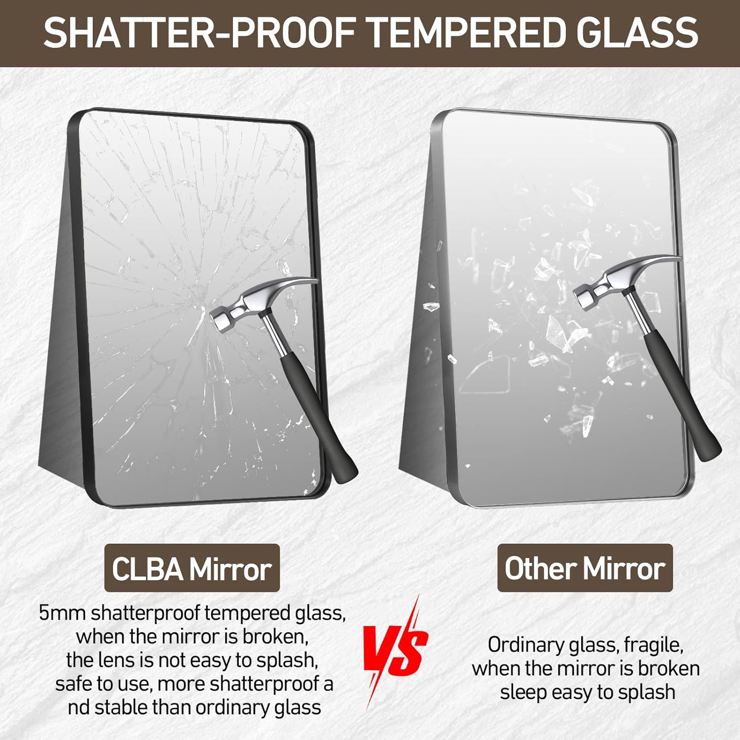 Brushed Matte Black Mirror 24x36 inch, Black Deep Frame Bathroom Mirror for Wall, Rounded Rectangle Mirror for Vanity, Tempered Glass, Anti-Rust, Hangs Horizontally or Vertically