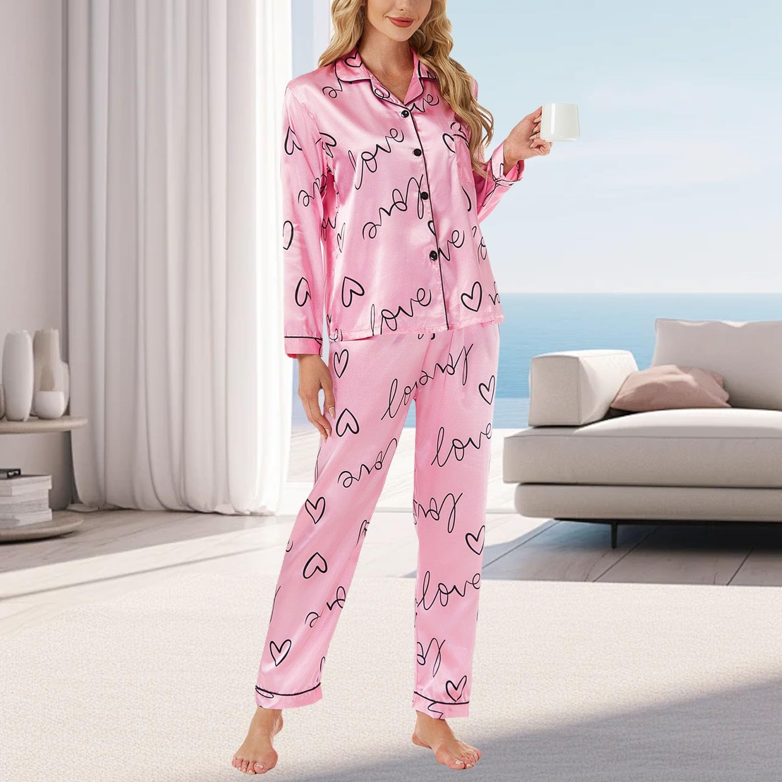 Tuta da donna con pantaloni, stile retrò, cardigan con bottoni, a maniche