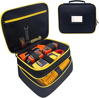 Double Layer Carry Case for Klein Tools Et310 AC Circuit Breaker Finder& Rt250 GFCI Outlet Tester,Electrical Test Kit,Tool Bag for KAIWEETS/AstroAI/Fluke Digital Multimeter, Clamp Meter(Case Only)