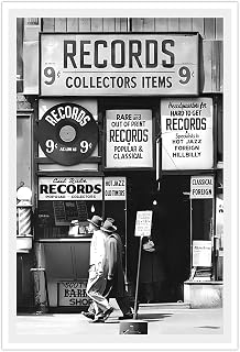 Retro Trendy Music Art Fashion Black And White Photography Wall Art Vintage Preppy Record Shop Poster Aesthetic Canvas Print for Music Lovers Gifts 16x24in Unframed